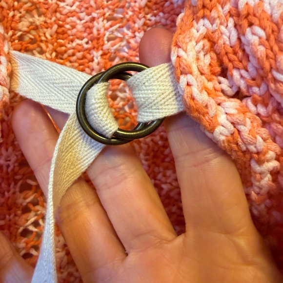 FREE PEOPLE 3/4 Length Sleeve Cardigan Sweater orange/cream-XS - Picture 3 of 9